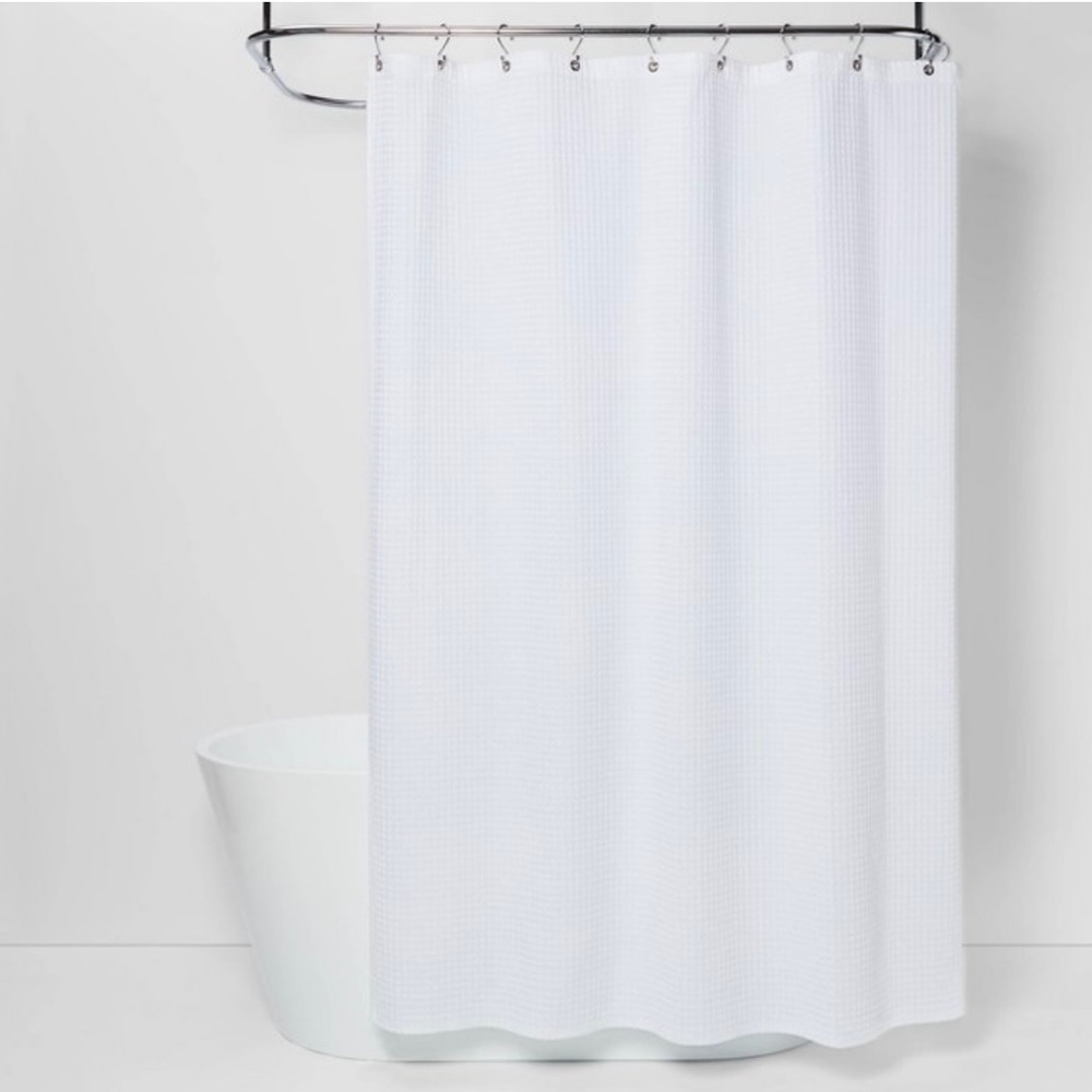 Waffle Weave Shower Curtain White